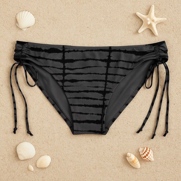 Converse Black Gray Tie-Dye Side Tie Bikini Bottom Size XL - Picture 1 of 8